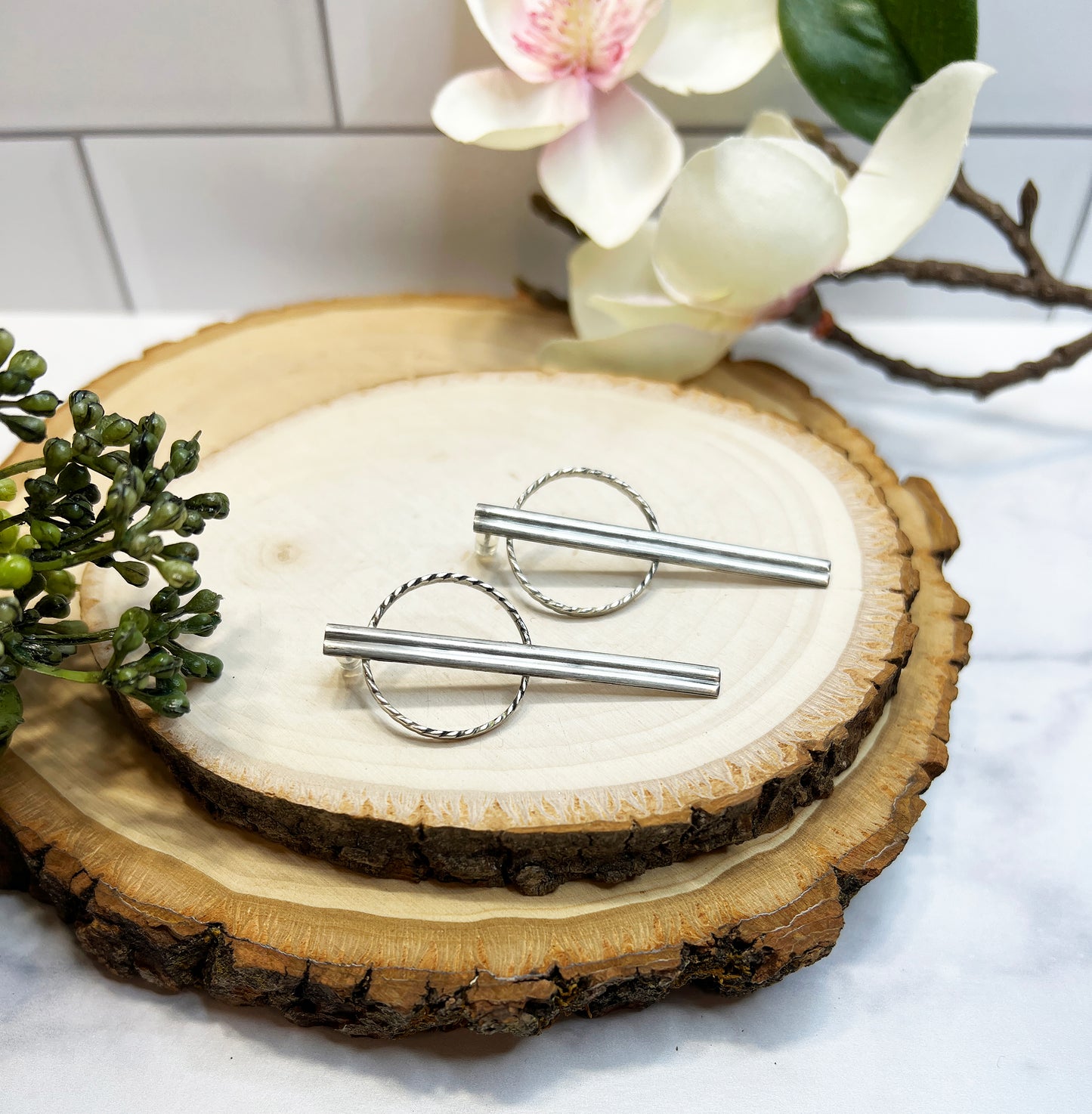 Bar None Sterling Silver Post Earrings