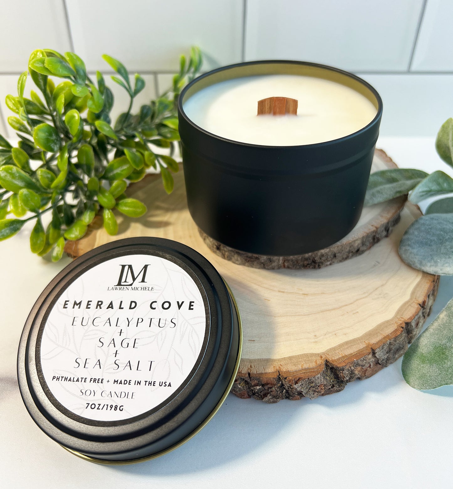 Emerald Cove Wood Wick 7oz Soy Candle Tin