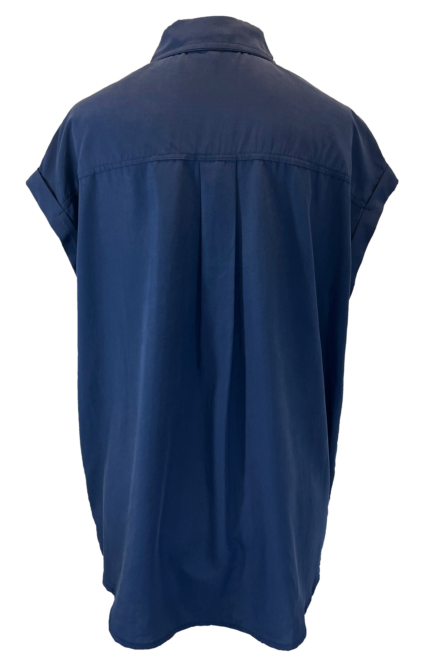 Navy Blue Button Up Fringe Detail Top