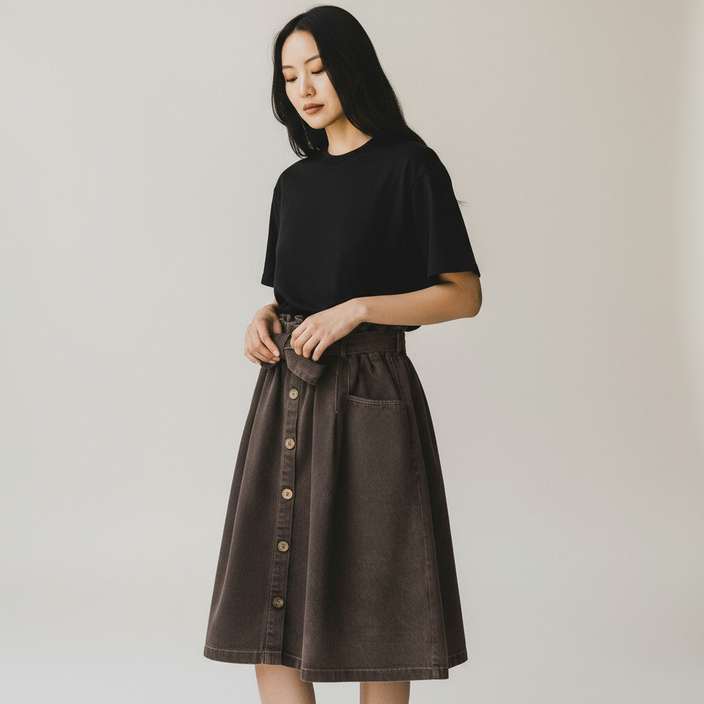 Paper Bag High Waist Skirt with Pockets