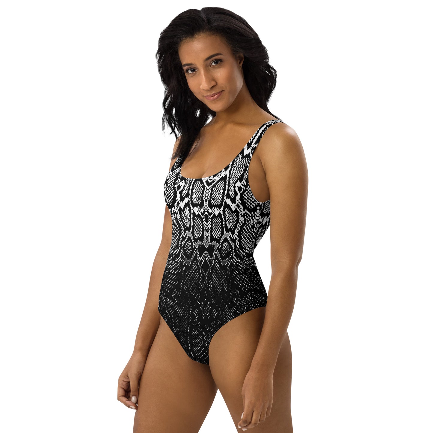 Ombre One-Piece Snakeskin Print Swimsuit