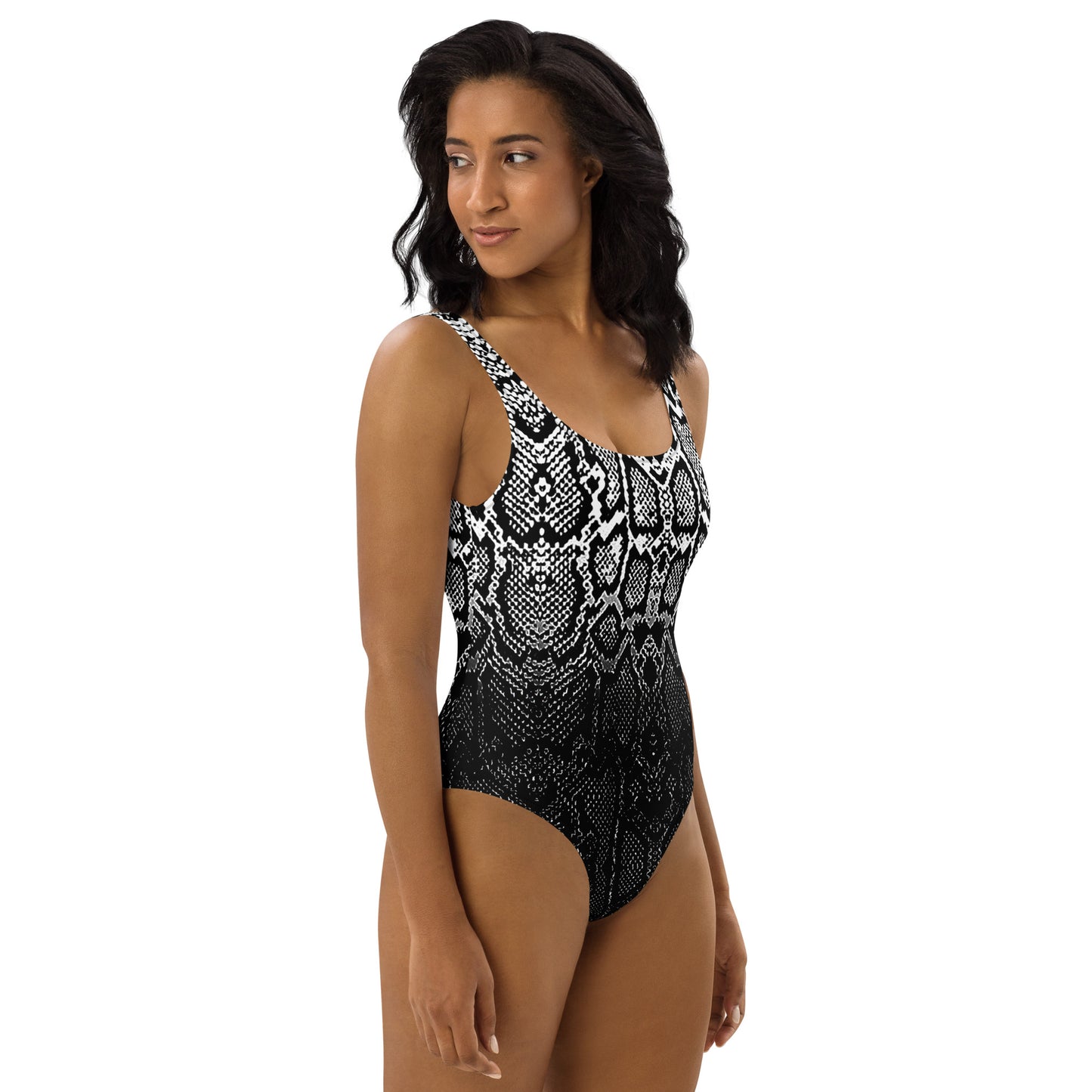 Ombre One-Piece Snakeskin Print Swimsuit