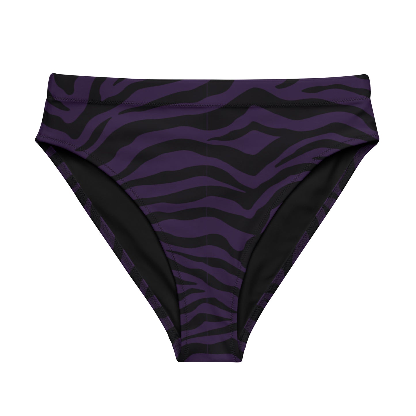 Purple Zebra Print Eco Friendly High-Waisted Bikini Bottom