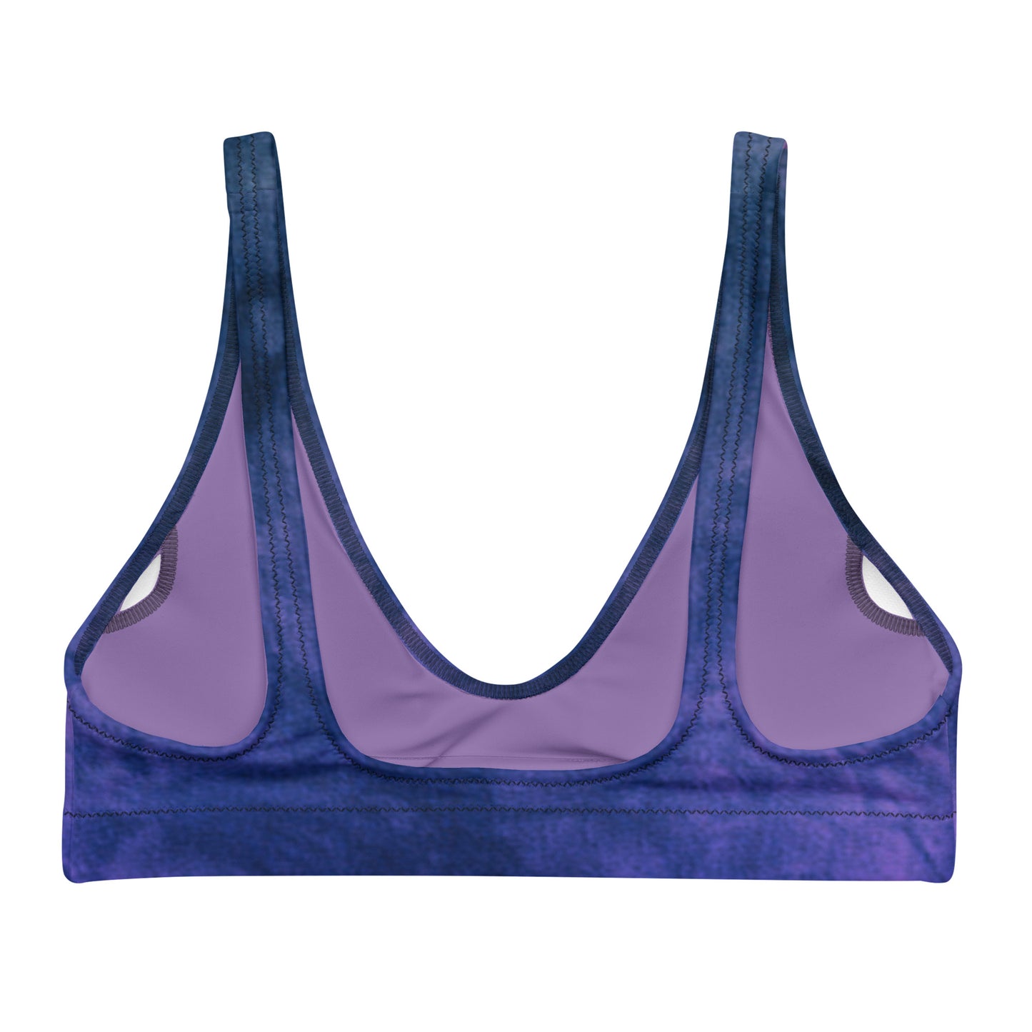 Blue & Purple Tie Dye Eco Friendly Bikini Top w/ Removable Padding