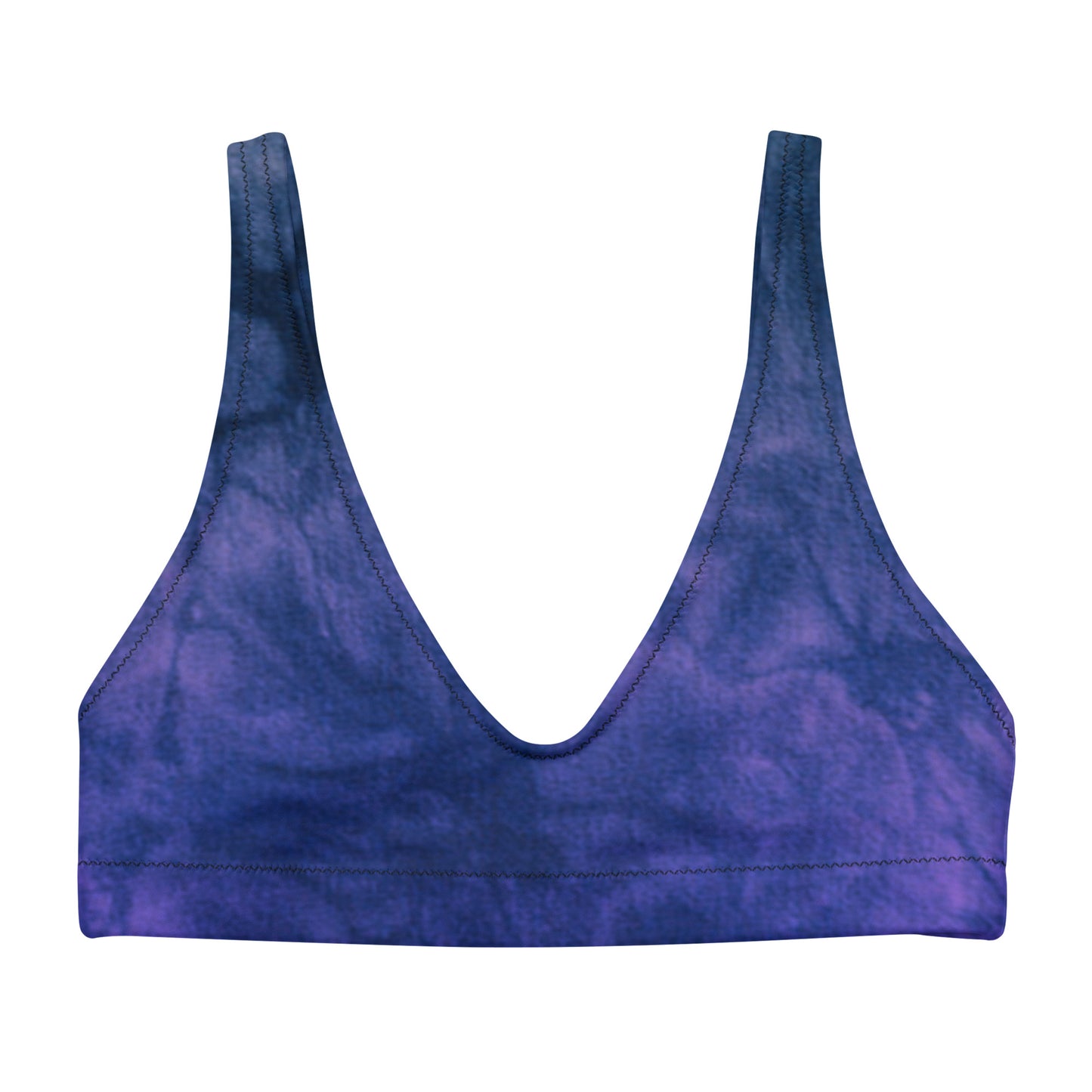 Blue & Purple Tie Dye Eco Friendly Bikini Top w/ Removable Padding