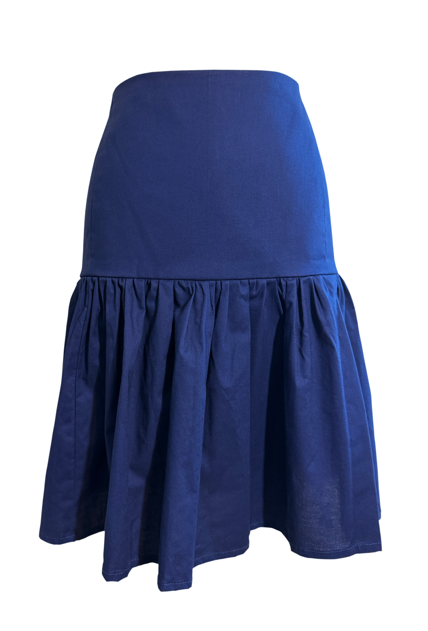 Navy Blue Gathered A-Line Skirt