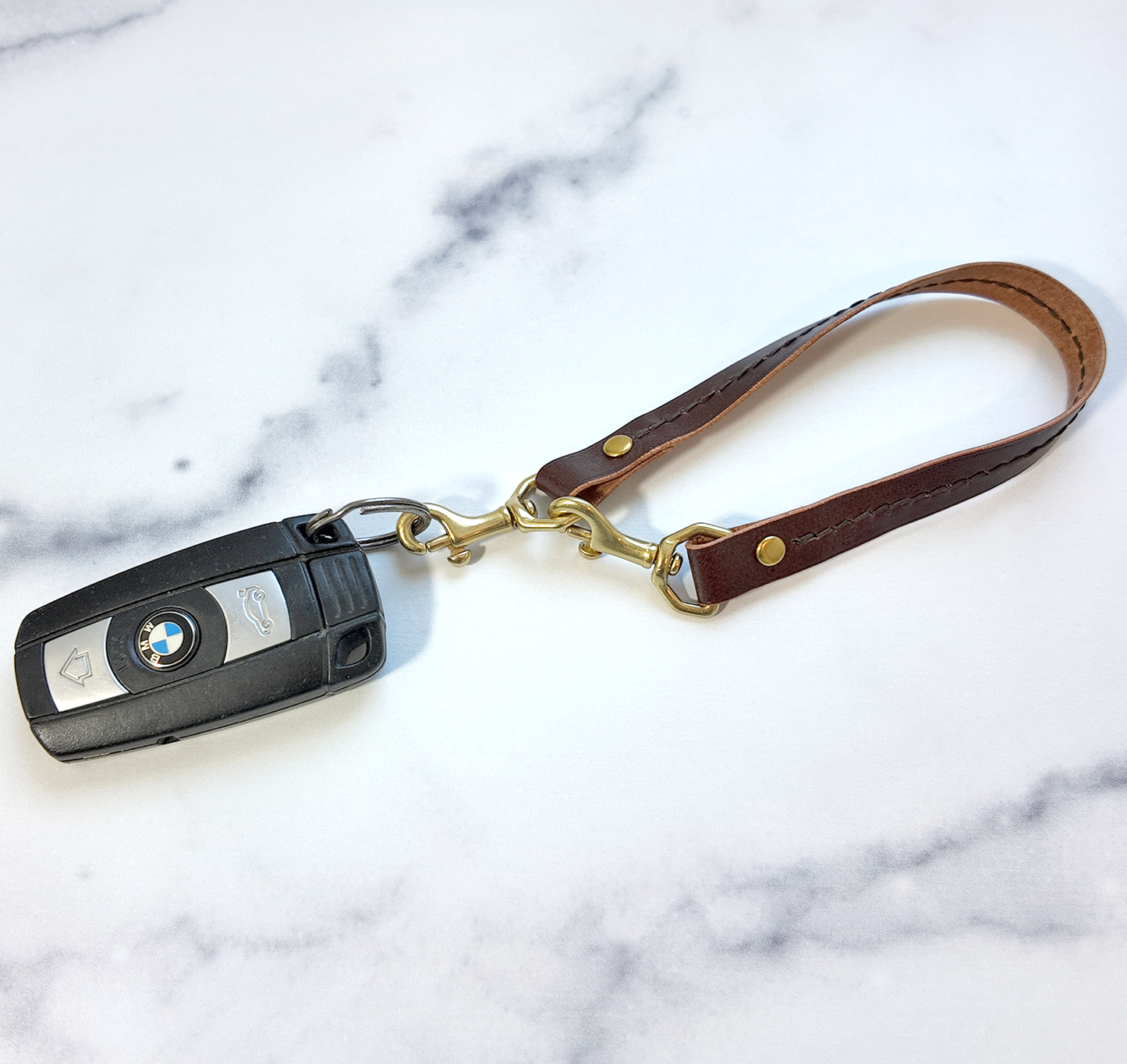 'Finders Keepers' Hand-Stitched Leather Key Leash