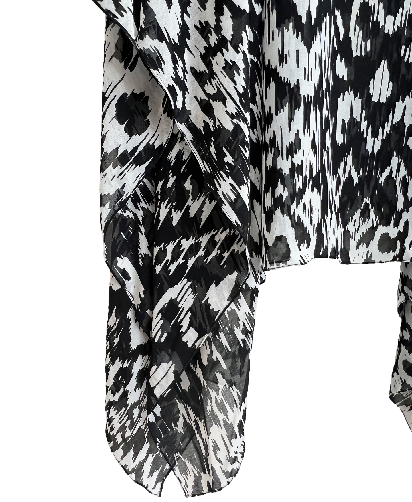 Black & White Sheer Ikat Beach Cover Up