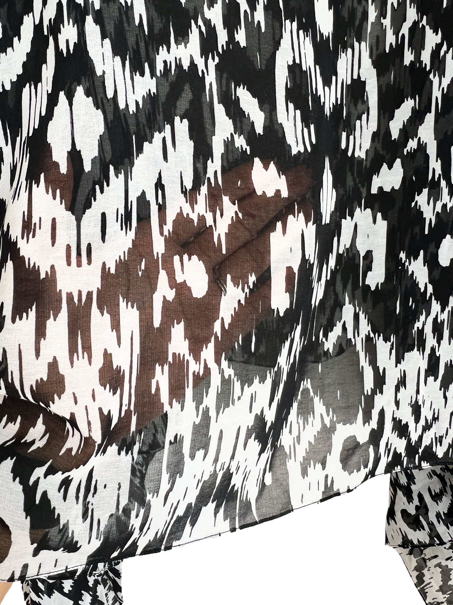 Black & White Sheer Ikat Beach Cover Up