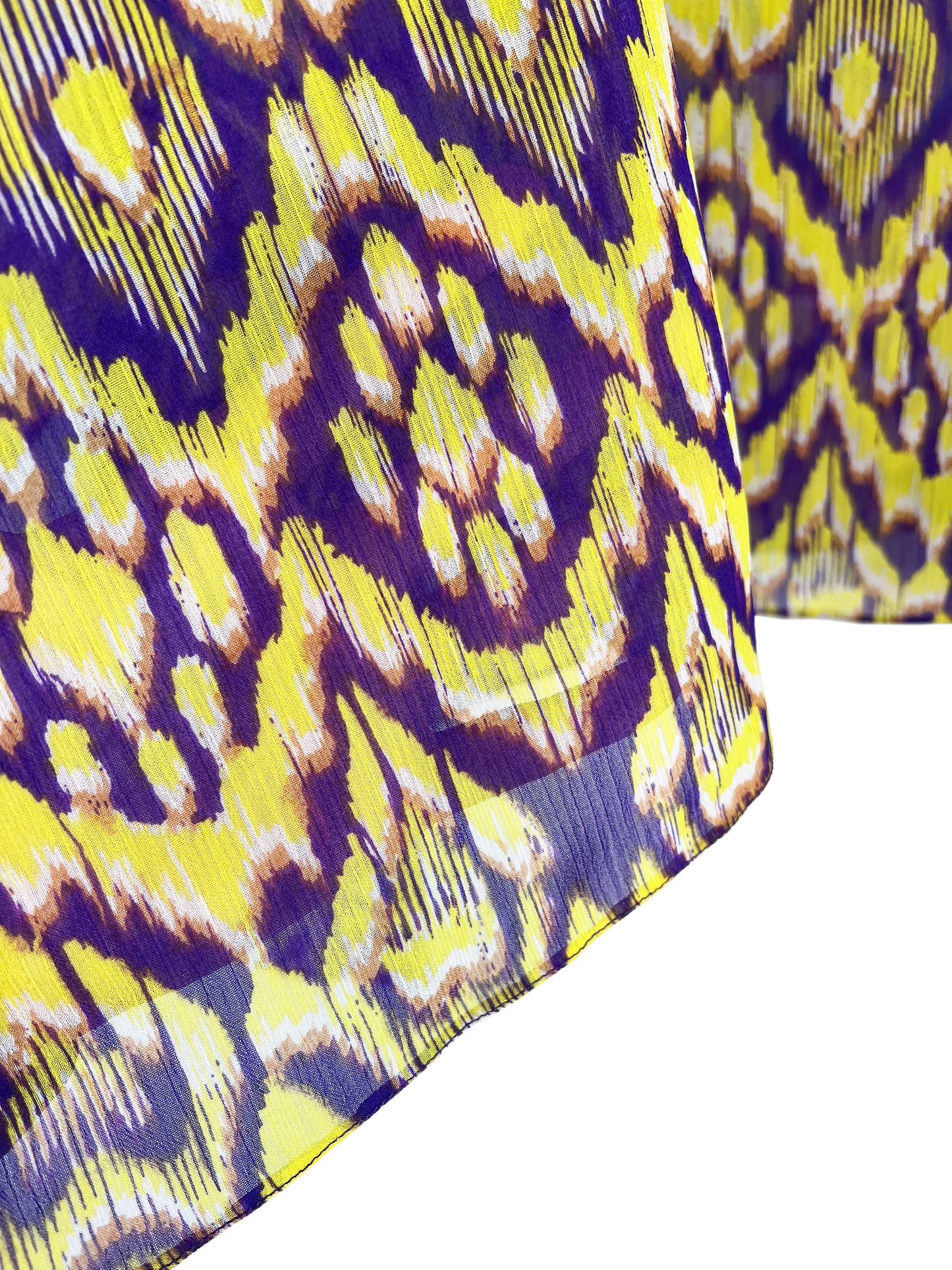 Yellow & Purple Sheer Ikat Beach Cover Up