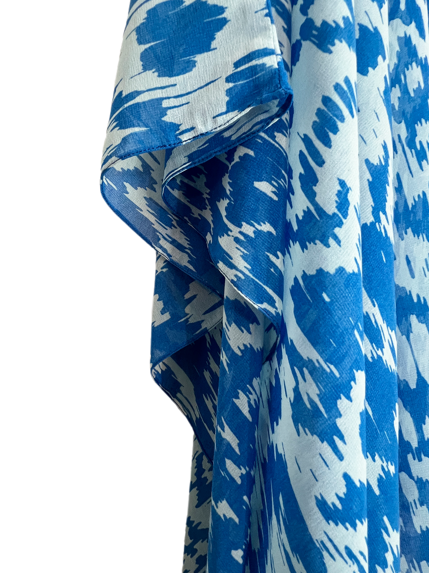 Blue & White Sheer Ikat Beach Cover Up