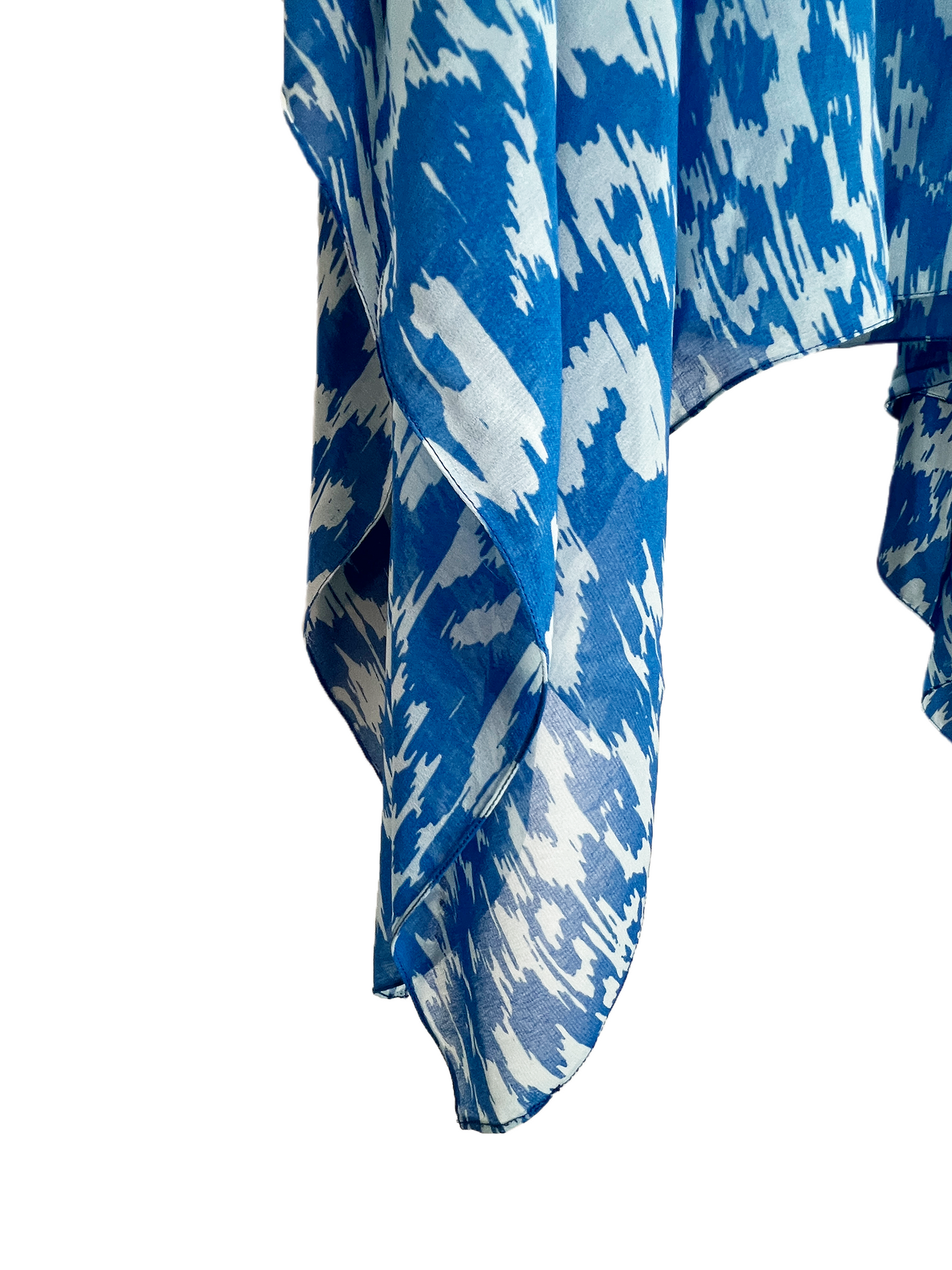 Blue & White Sheer Ikat Beach Cover Up