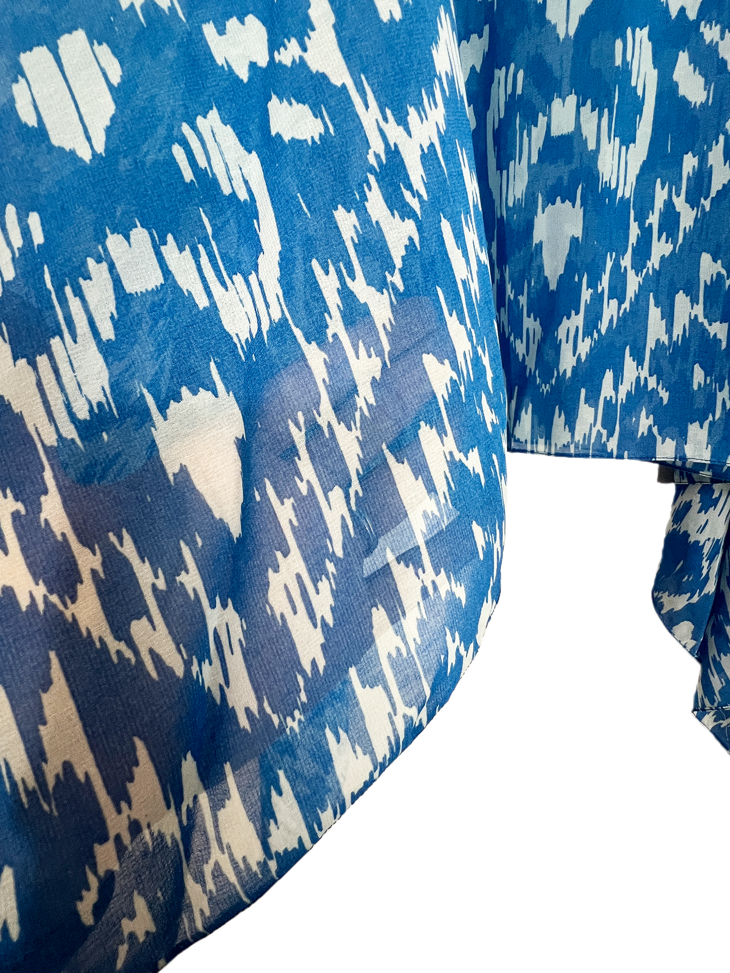 Blue & White Sheer Ikat Beach Cover Up