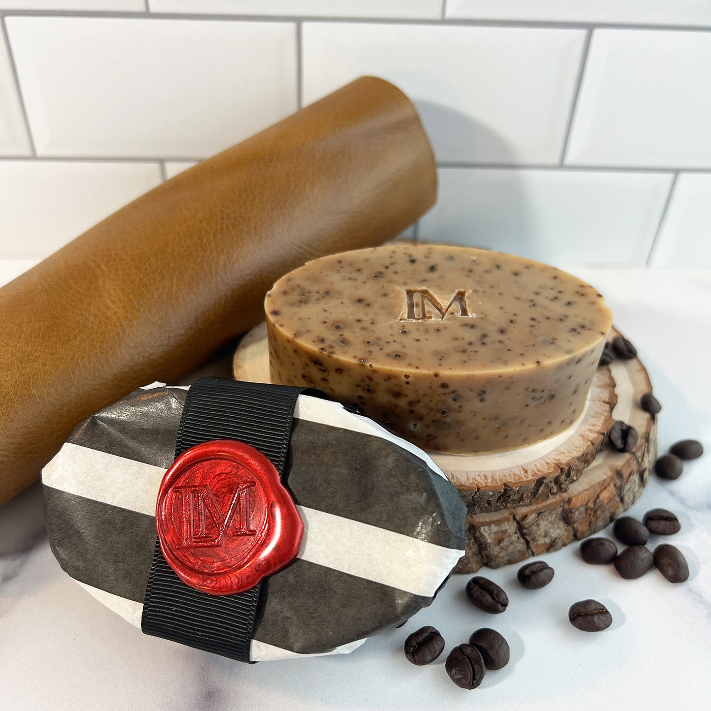 Suede Hand Soap - Leather & Coffee Exfoliation Bar