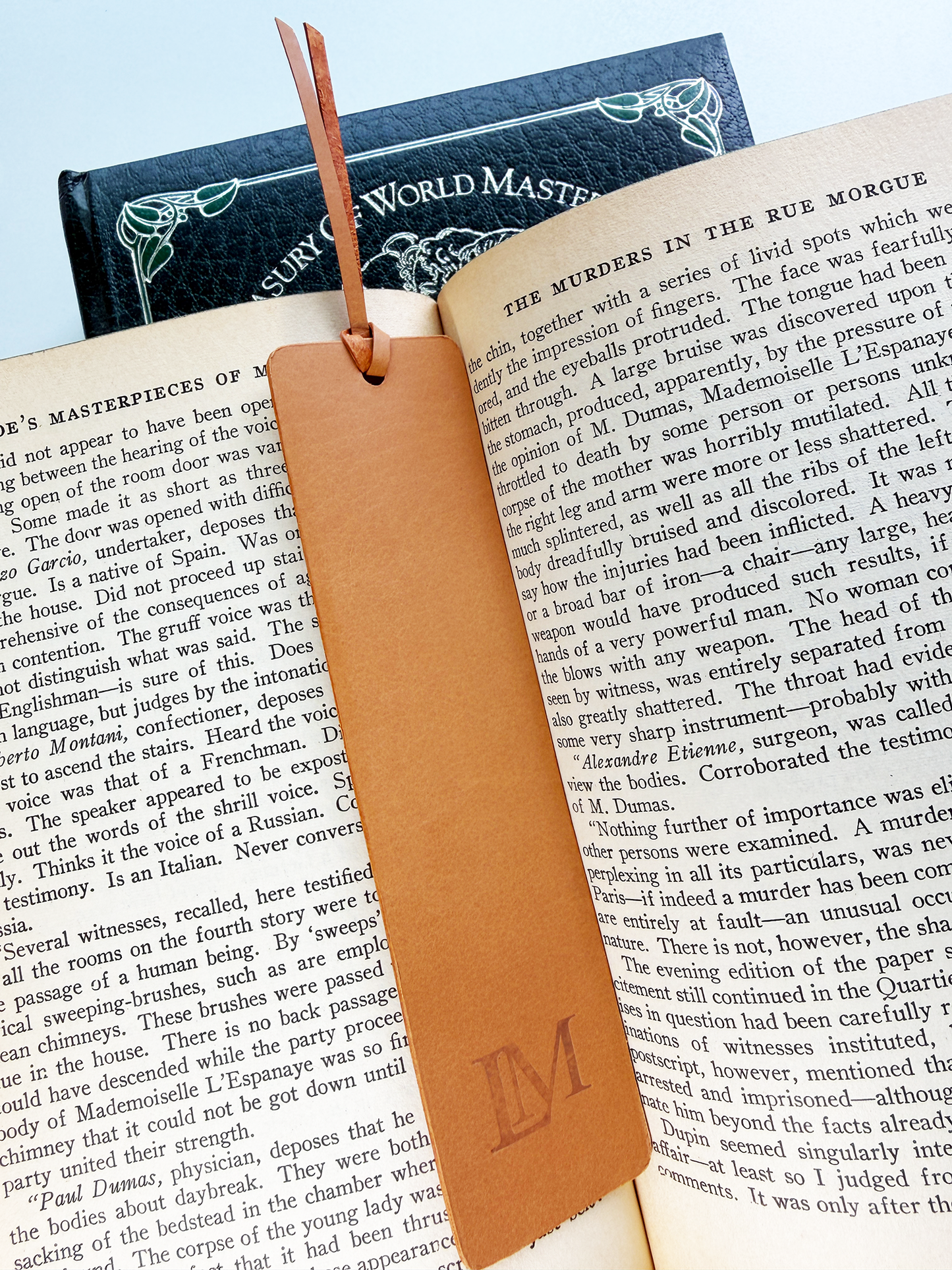 Flower Gold Foil Calfskin Leather Bookmark