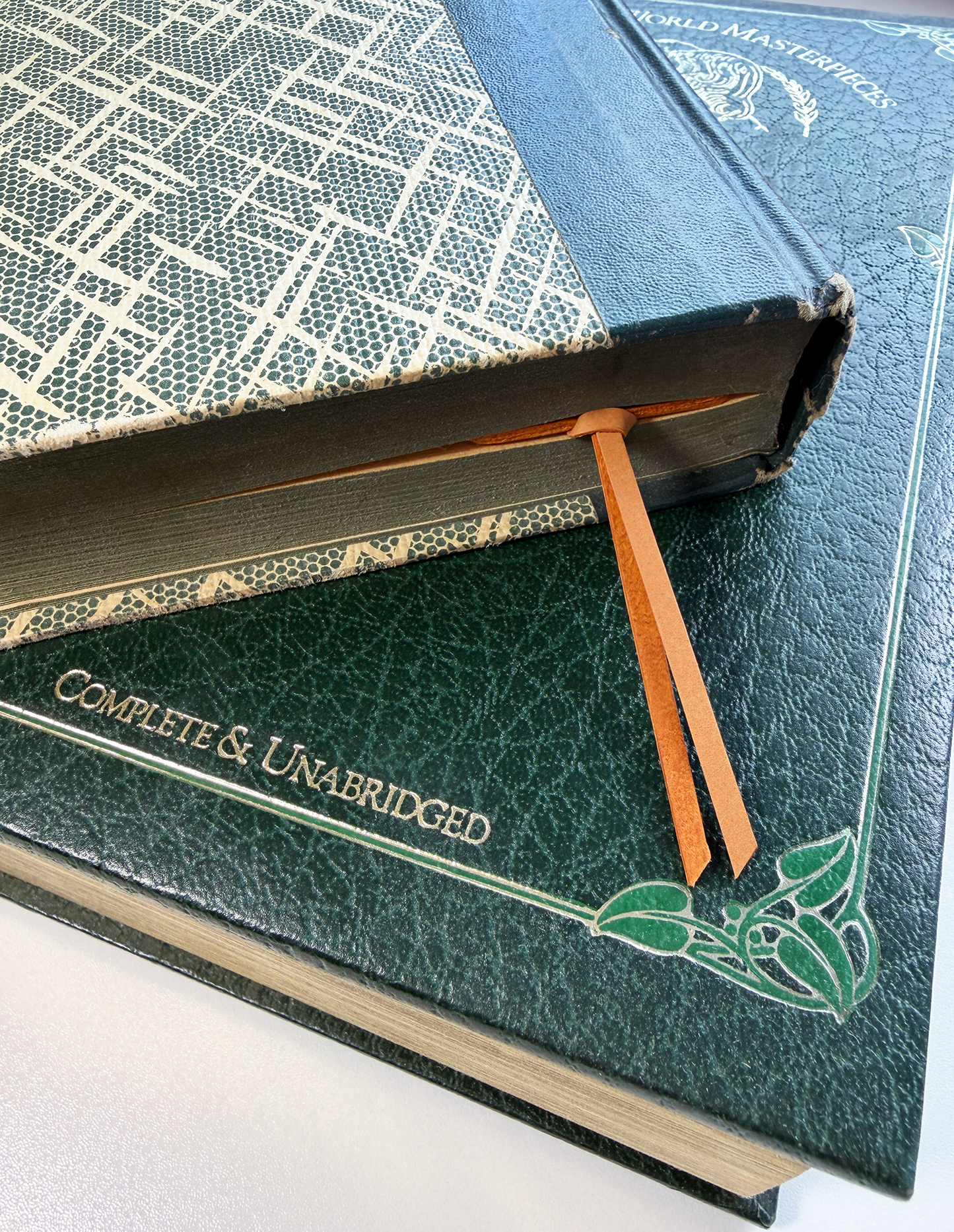 Flower Gold Foil Calfskin Leather Bookmark