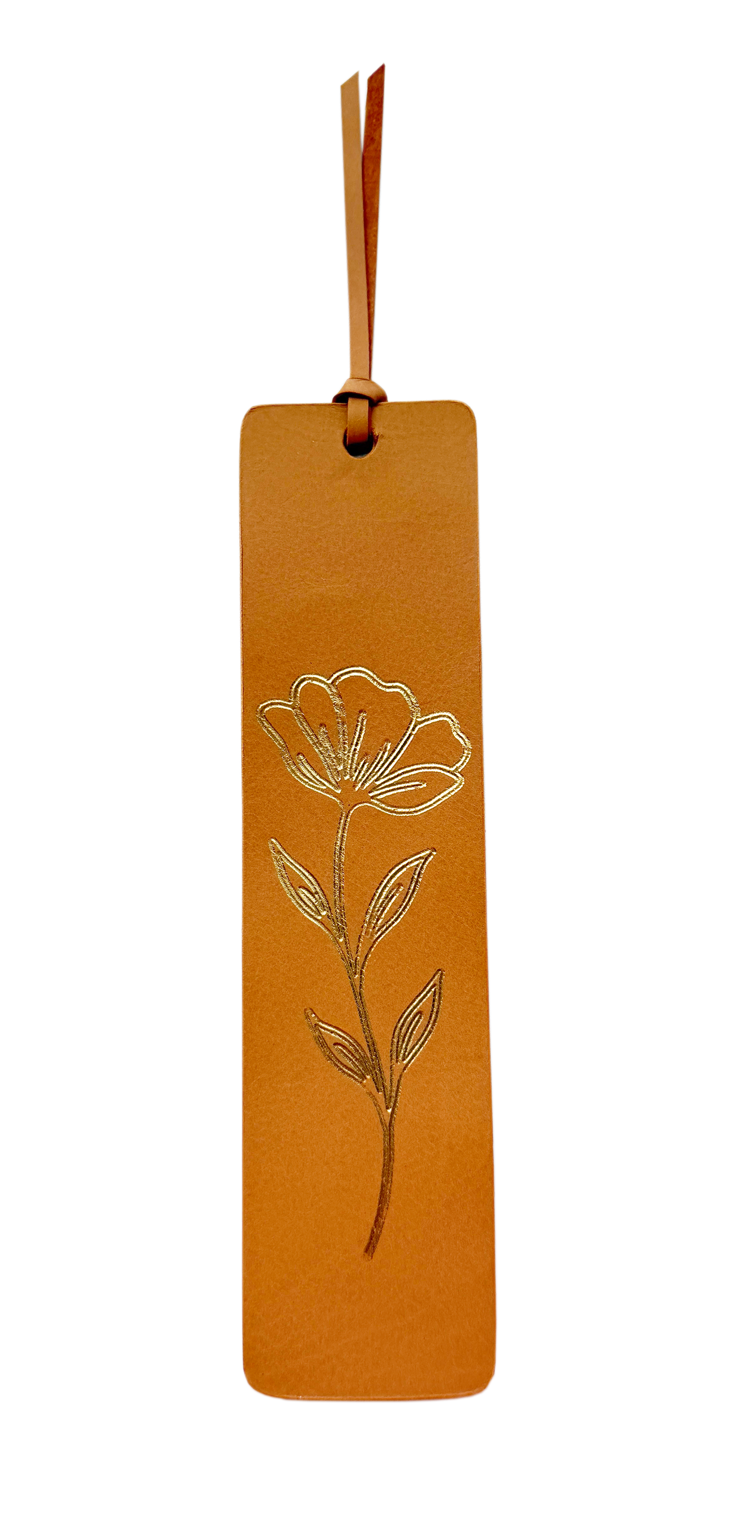 Flower Gold Foil Calfskin Leather Bookmark
