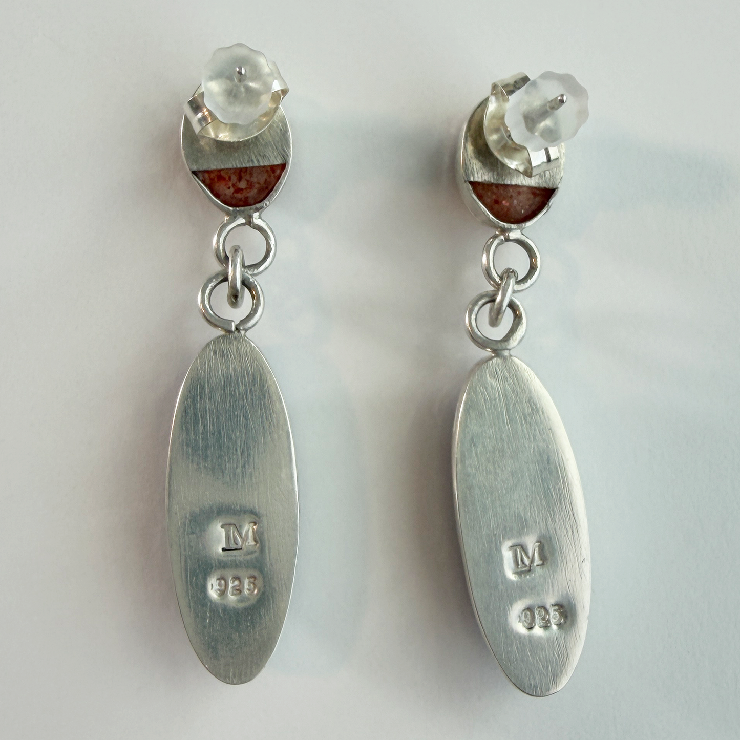 "Aegean Sunset" Sunstone & Lapis Lazuli Sterling Silver Drop Earrings SAMPLE