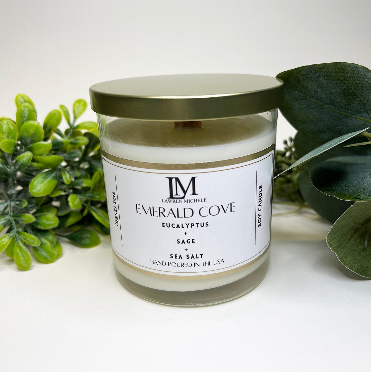 Emerald Cove Glass Jar Wood Wick 9oz Soy Candle