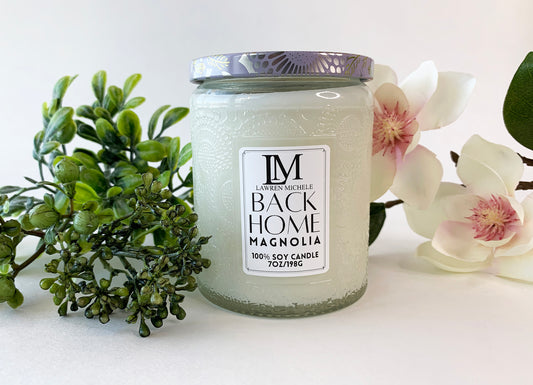 Back Home Special Edition Embossed Glass Jar Wood Wick 7oz Soy Candle