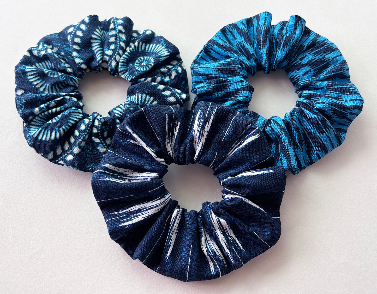 Printed Cotton Hair Scrunchies, Set of 3