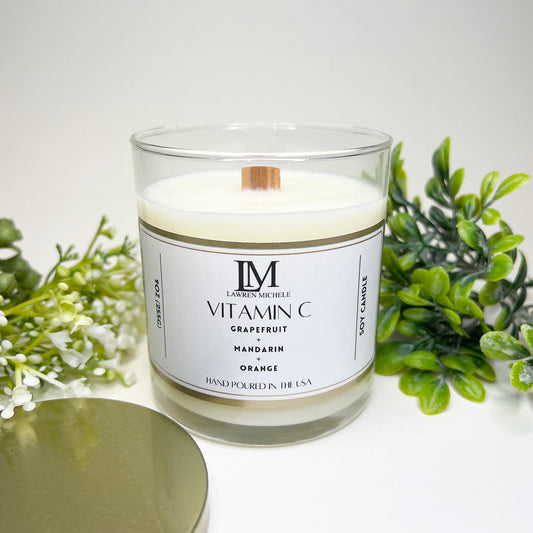 Vitamin C Glass Jar Wood Wick 9oz Soy Candle