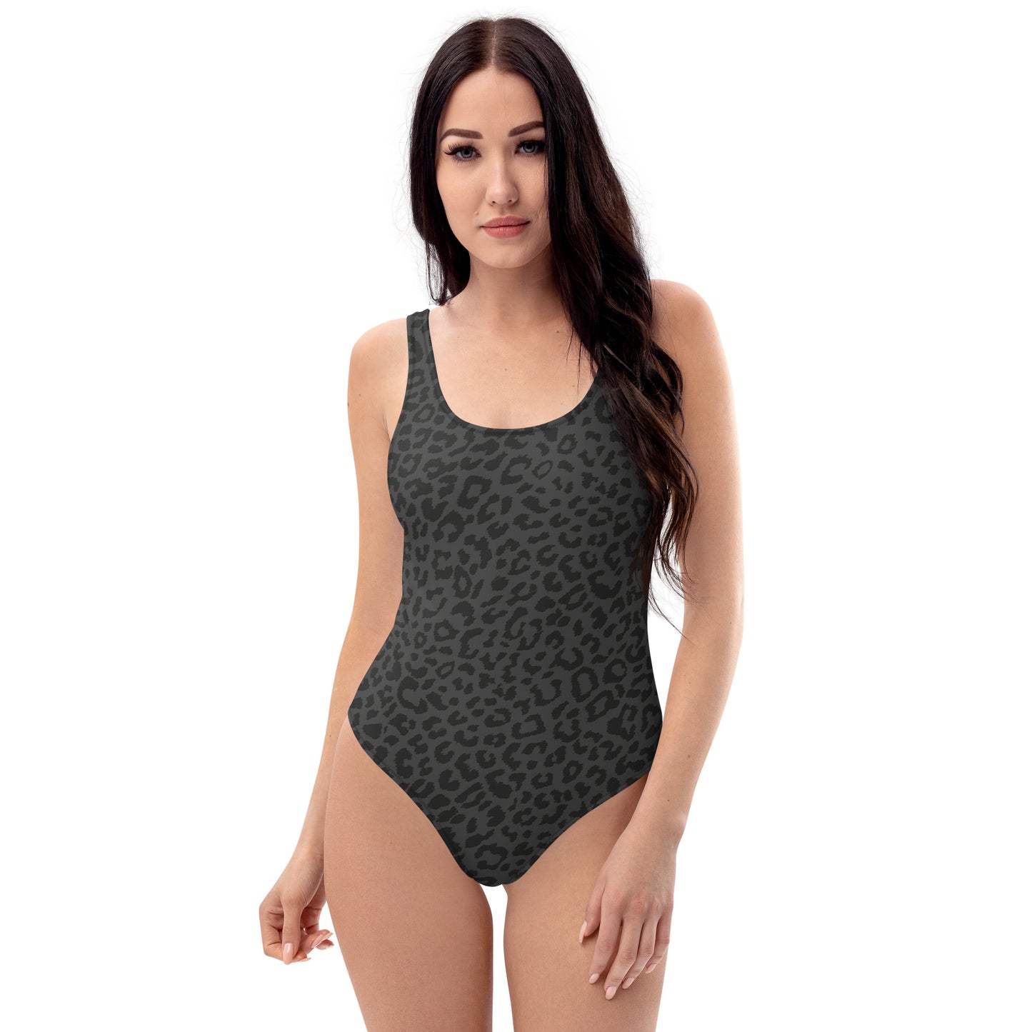 Gray Cheetah Animal Print One-Piece Swimsuit