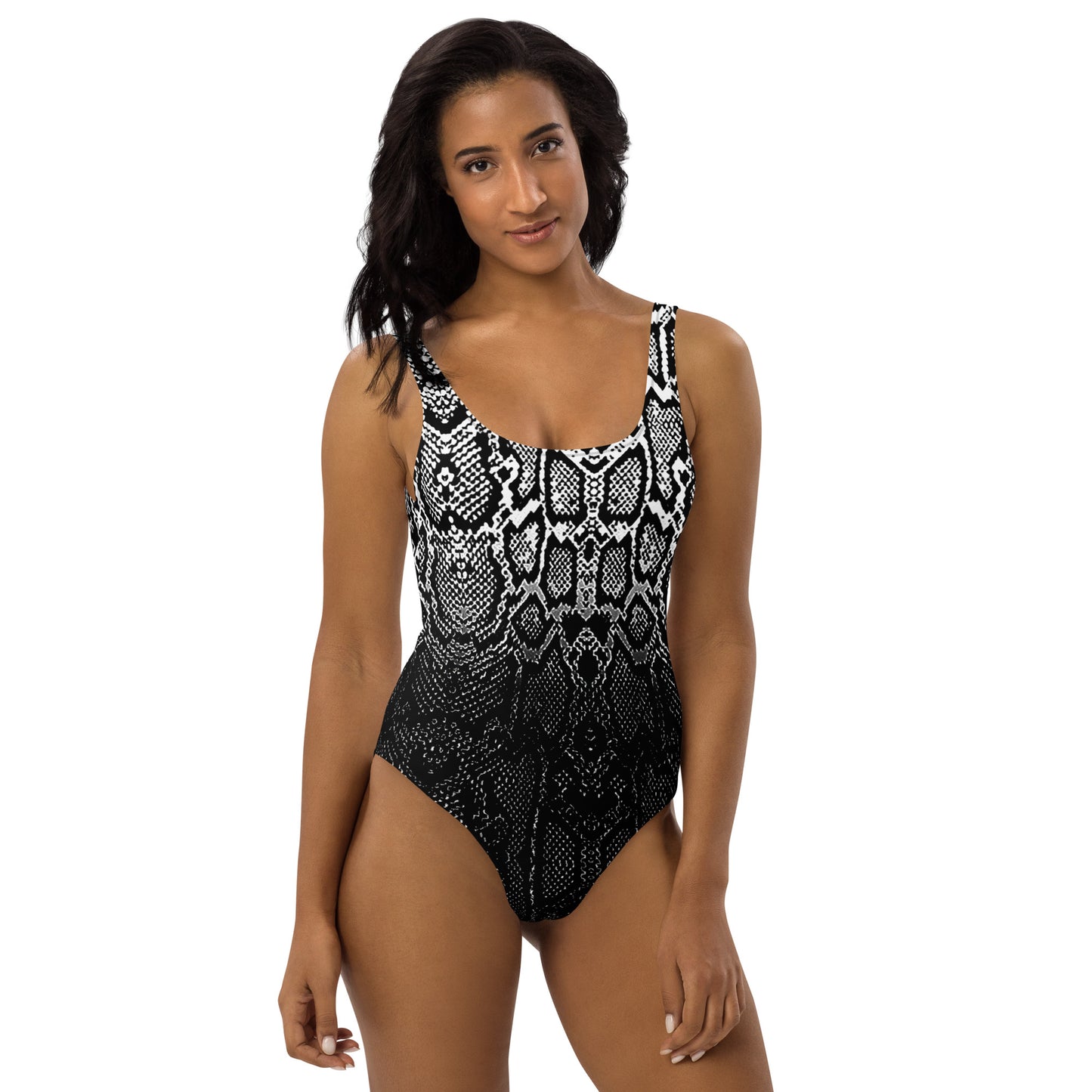 Ombre One-Piece Snakeskin Print Swimsuit