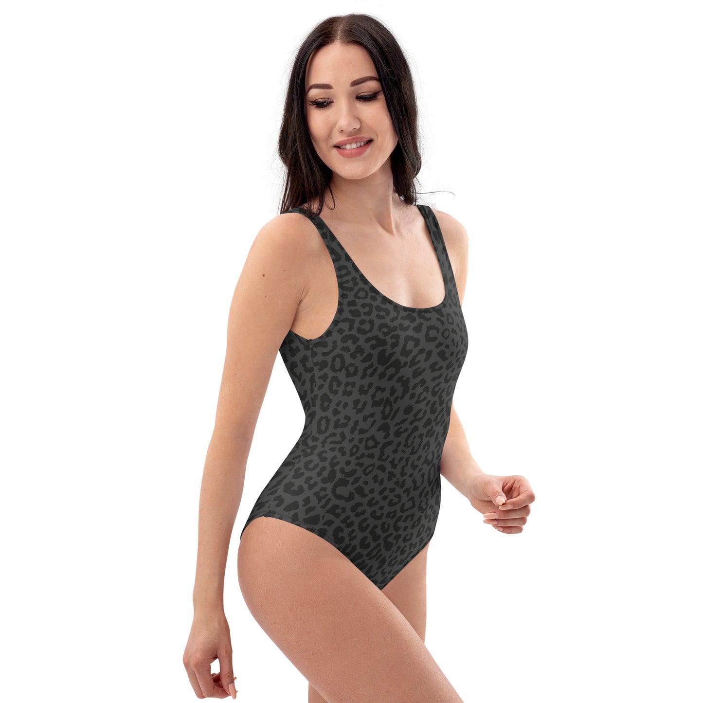 Gray Cheetah Animal Print One-Piece Swimsuit