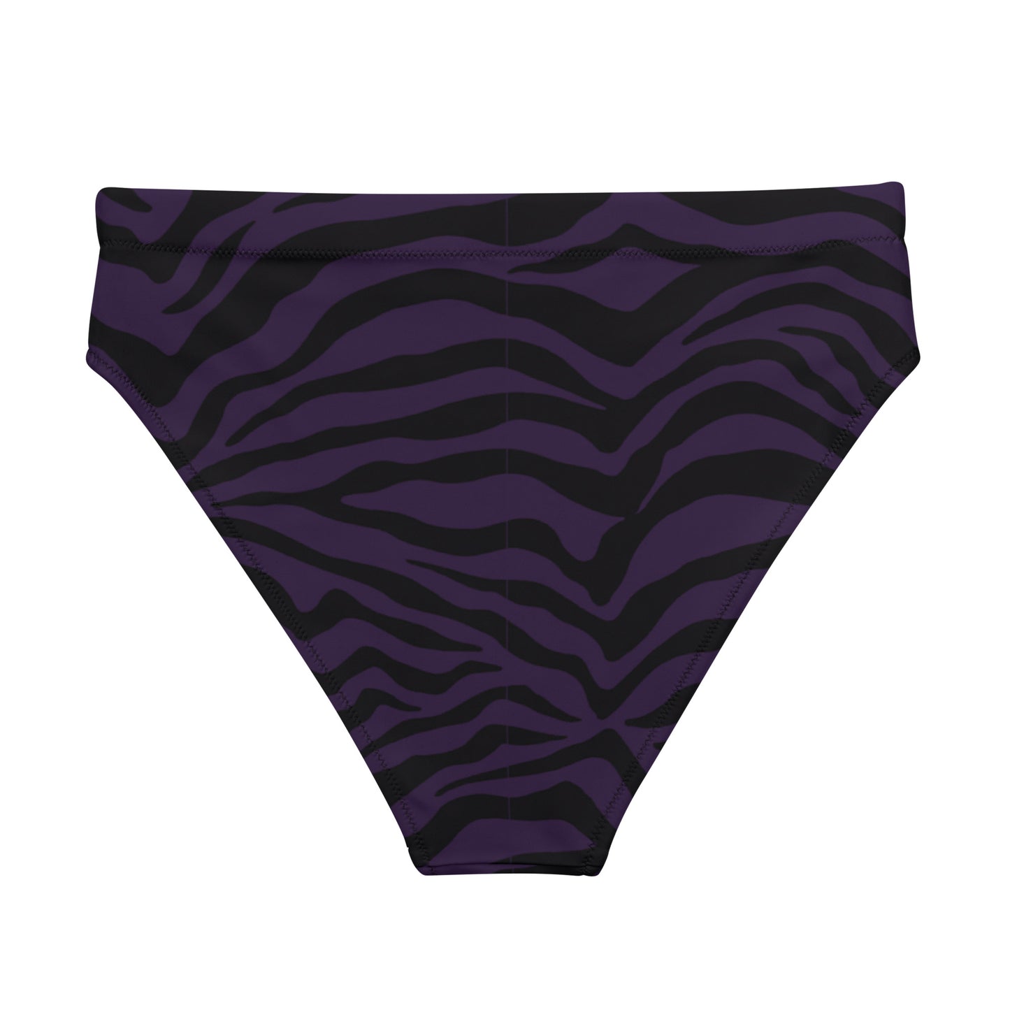 Purple Zebra Print Eco Friendly High-Waisted Bikini Bottom