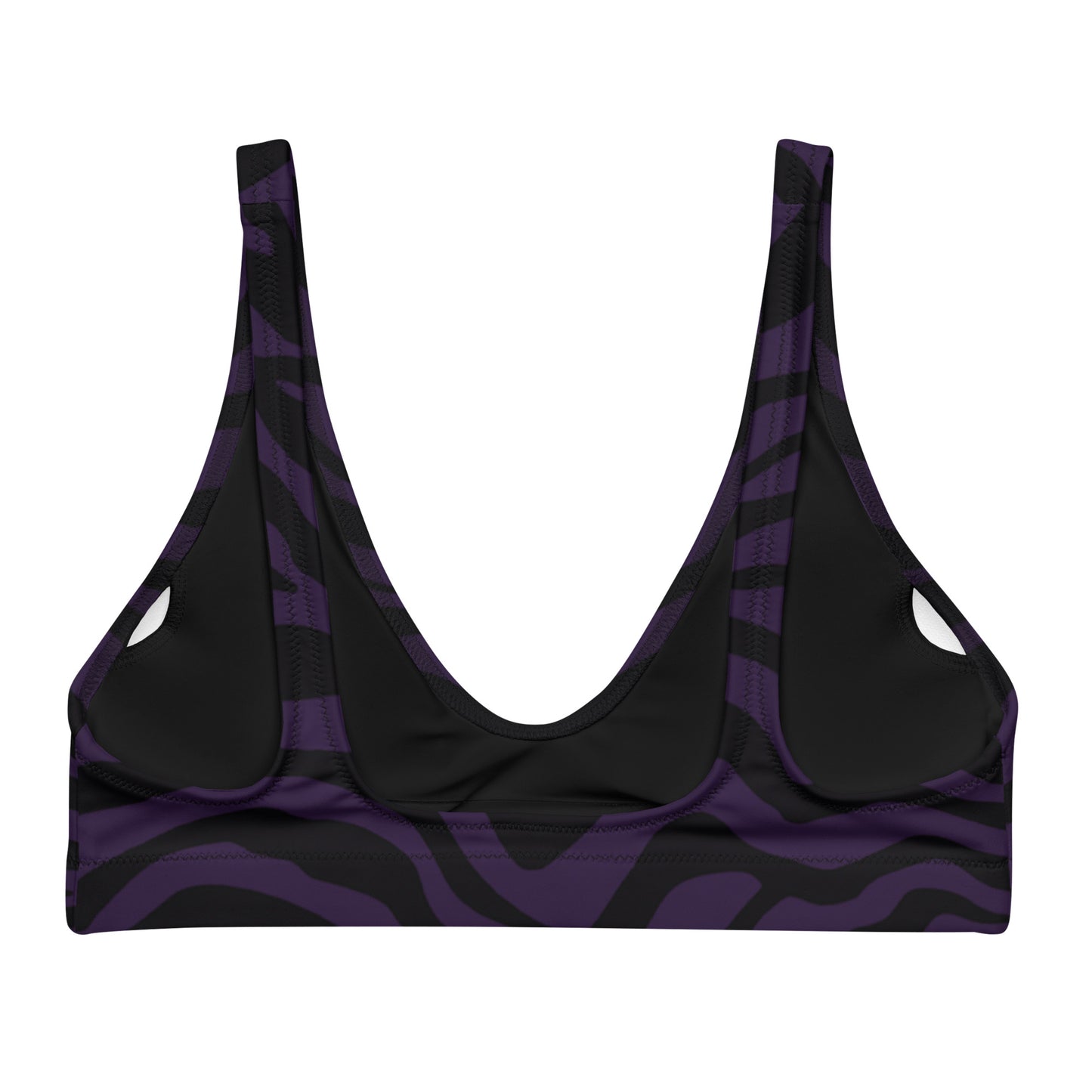 Purple Zebra Print Eco Friendly Bikini Top w/ Removable Padding