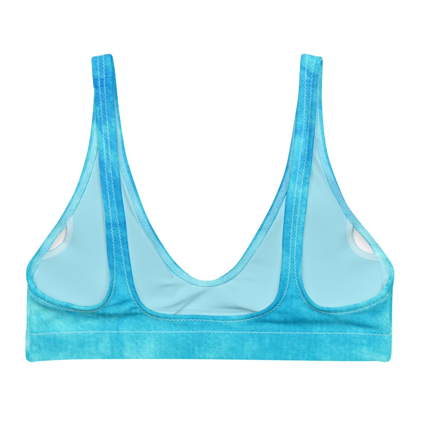 Blue & Green Tie Dye Eco Friendly Bikini Top w/ Removable Padding