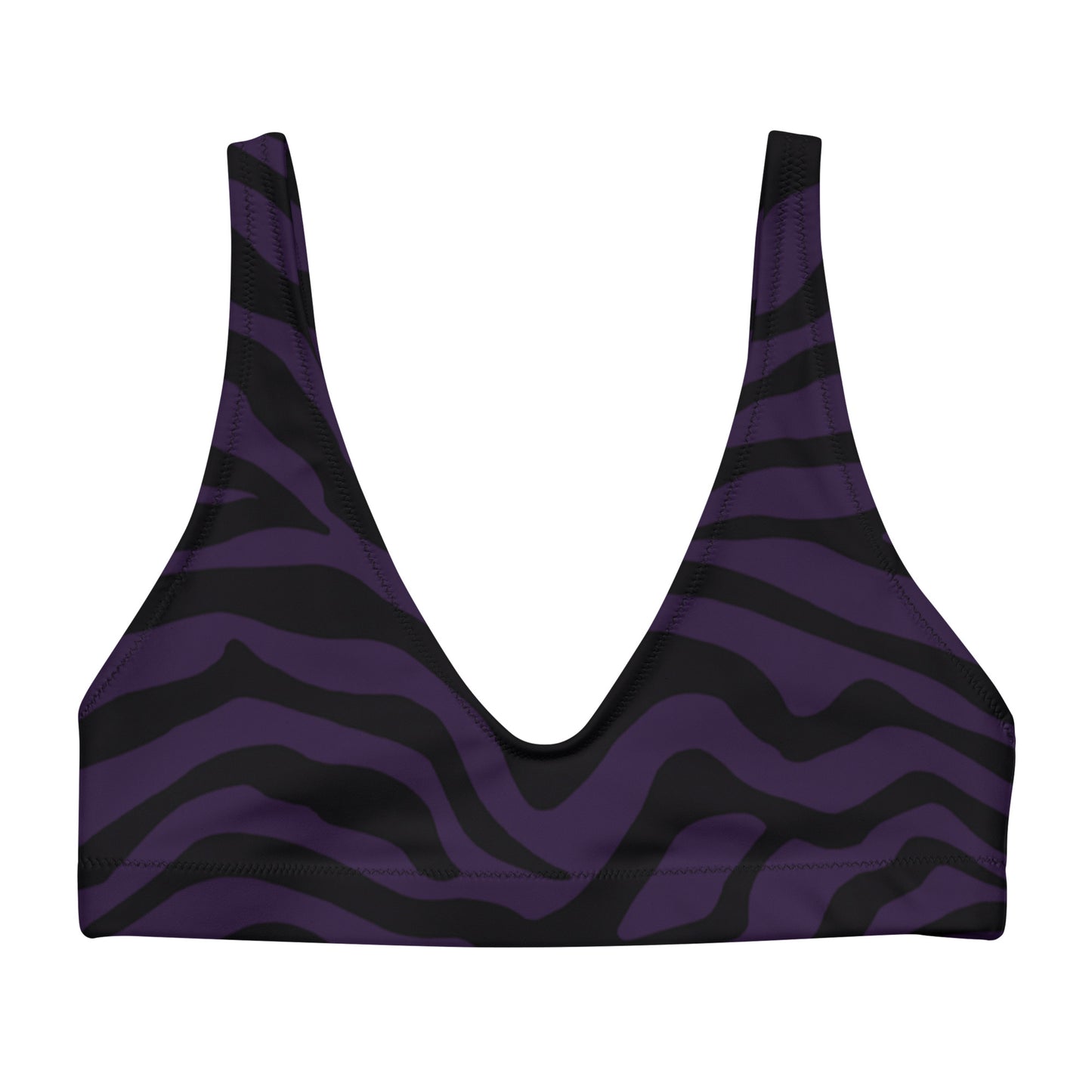 Purple Zebra Print Eco Friendly Bikini Top w/ Removable Padding