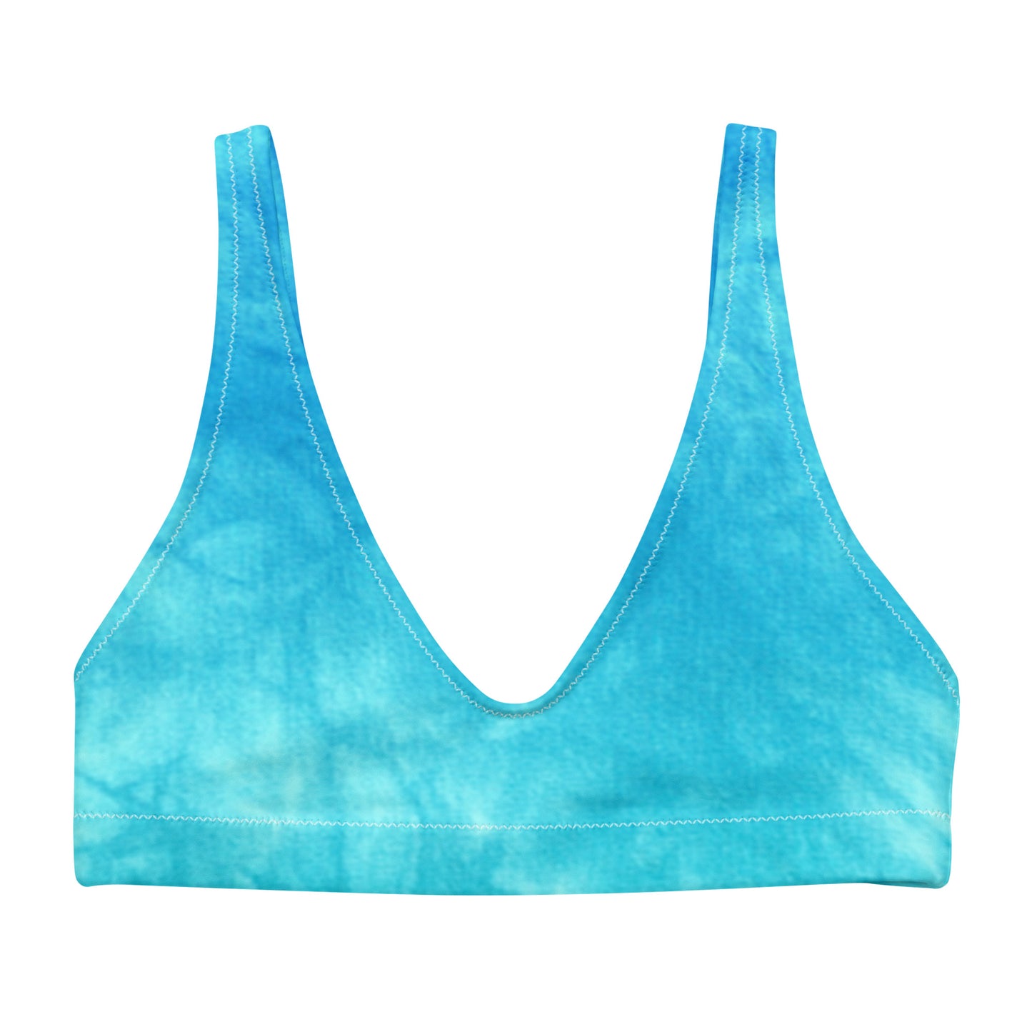 Blue & Green Tie Dye Eco Friendly Bikini Top w/ Removable Padding