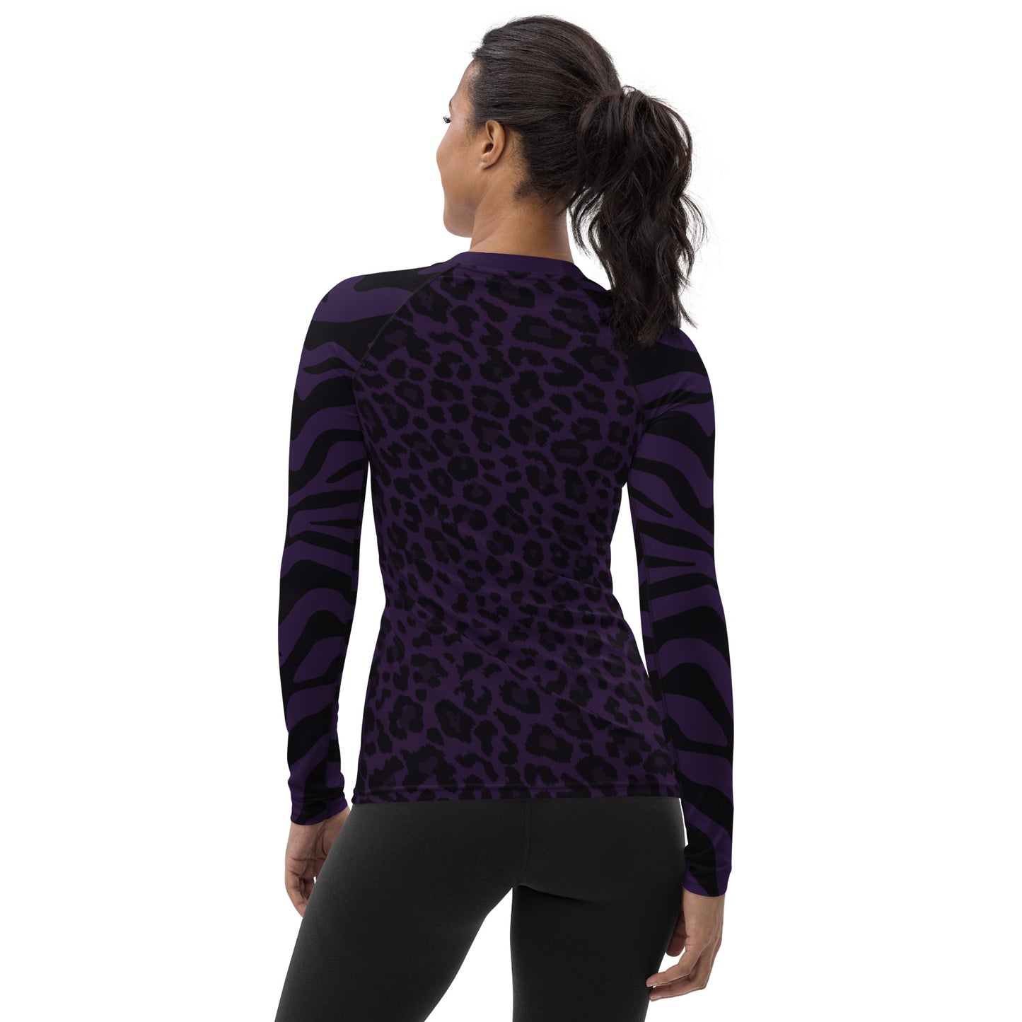 Purple Cheetah & Zebra Print Women's Rash Guard