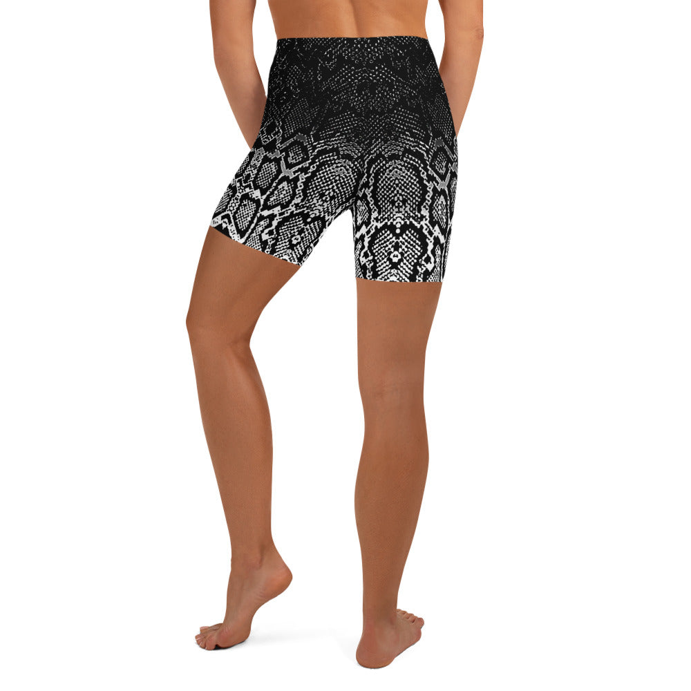 Ombre Snakeskin Print High Waist Bike Shorts