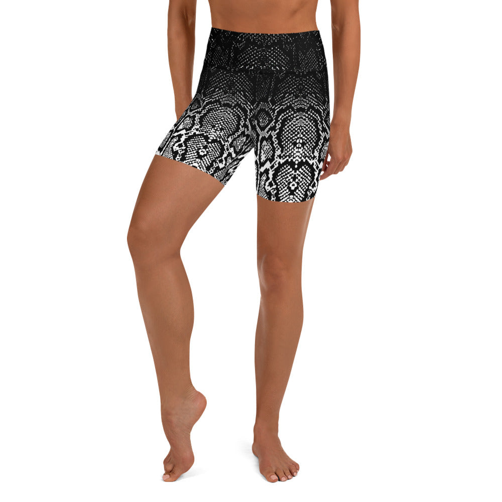 Ombre Snakeskin Print High Waist Bike Shorts