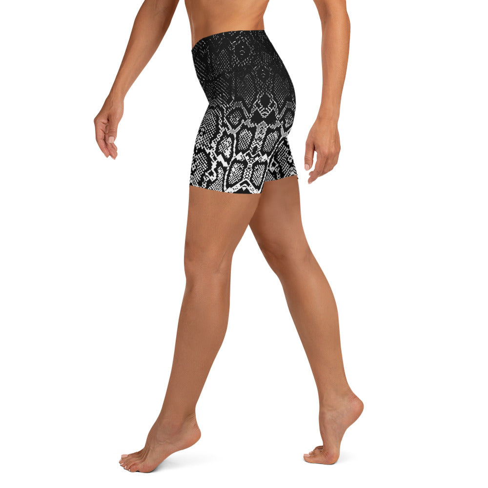 Ombre Snakeskin Print High Waist Bike Shorts